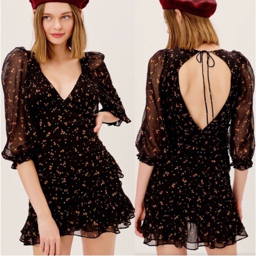 For Love & Lemons Juliana Mini Dress in Black size XS
